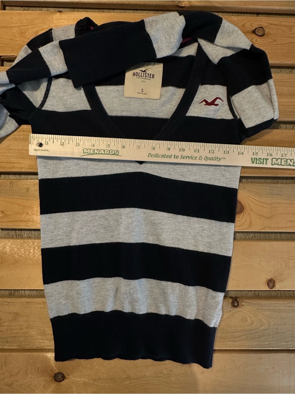 Vintage Sz small Hollister medium women's v neck striped sweater - Picture 3 of 5